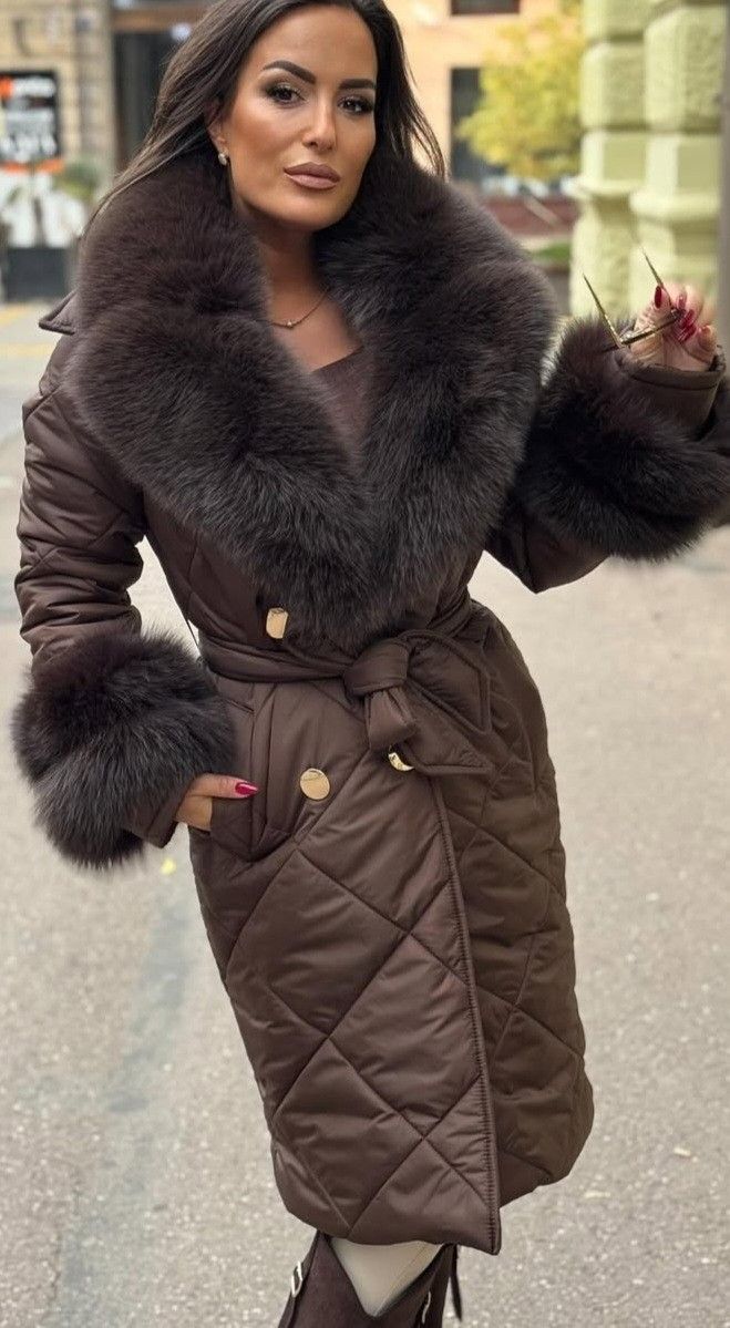 Piumino Trapuntato Lungo con Collo in Eco Pelliccia – Made in Italy 🇮🇹